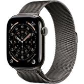 SmartWatch Apple Watch Series 11 Titanium, 1.96 inch, 5G, Curea Otel inoxidabil S/M, Slate - Slate Milanese Loop