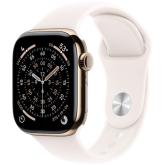 SmartWatch Apple Watch Series 11 Titanium, 1.96 inch, 5G, Curea Silicon S/M, Gold - Light Blush Sport Band