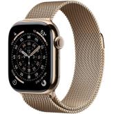 SmartWatch Apple Watch Series 11 Titanium, 1.96 inch, 5G, Curea Otel inoxidabil S/M, Gold - Gold Milanese Loop