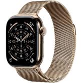 SmartWatch Apple Watch Series 11 Titanium, 1.96 inch, 5G, Curea Otel inoxidabil M/L, Gold - Gold Milanese Loop