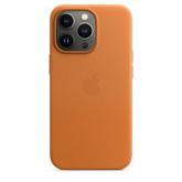 Protectie pentru spate Apple MagSafe Leather pentru iPhone 13 Pro, Golden Brown