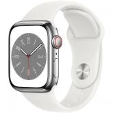 Smartwatch Apple Watch Series 8 Stainless Steel, 1.69inch, 4G, curea silicon, Silver-White