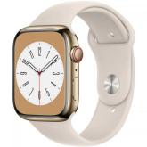 Smartwatch Apple Watch Series 8 Stainless Steel, 1.9inch, 4G, curea silicon, Gold-Starlight