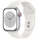 Smartwatch Apple Watch Series 8 Aluminium, 1.69inch, 4G, curea silicon, Silver-White