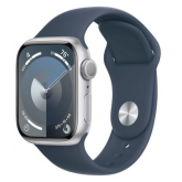 Smartwatch Apple Watch Series 9 Aluminium, 1.69inch, 4G, Curea Silicon S/M, Silver-Storm Blue