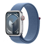 Smartwatch Apple Watch Series 9 Aluminium, 1.9inch, 4G, Curea Nailon, Silver-Winter Blue Loop