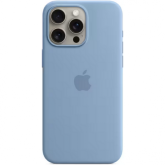 Protectie pentru spate Apple Silicone cu MagSafe pentru iPhone 15 Pro Max, Winter Blue