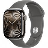 SmartWatch Apple Watch S10 Titanium, 1.77inch, 4G, Curea Silicon S/M, Stone Grey Sport