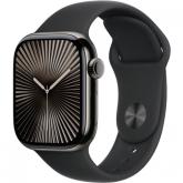 SmartWatch Apple Watch S10 Titanium, 1.96inch, 4G, Curea Silicon M/L, Black Sport Band