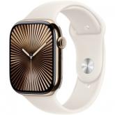 SmartWatch Apple Watch S10 Titanium, 1.77inch, 4G, Curea Silicon S/M, Starlight Sport Band