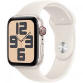 SmartWatch Apple Watch SE (2024) v3 Aluminium, 1.57inch, Curea Silicon S/M, Starlight Sport Band