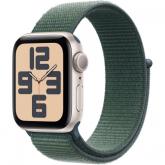 SmartWatch Apple Watch SE (2024) v3 Aluminium, 1.57inch, Curea Nylon, Starlight-Lake Green Sport Loop