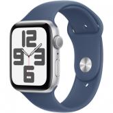 SmartWatch Apple Watch SE (2024) v3 Aluminium, 1.78inch, 4G, Curea Silicon S/M, Silver-Denim Sport Band