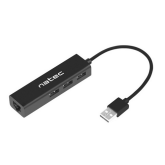 Hub USB  Natec by Genesis DRAGONFLY, 3 x USB 2.0 + 1 x RJ45, Black