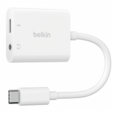 Adaptor Belkin Rockstar, 3.5mm jack + USB-C, White
