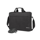 Kit Geanta Natec by Genesis Wallaroo 2 pentru laptop de 16 inch, Green + Mouse, USB Wireless, Black