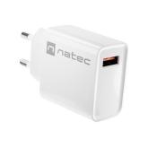 Incarcator retea Natec by Genesis Ribera, 1 x USB-A, 12 V, 3 A, 18 W, White