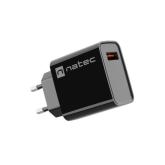 Incarcator retea Natec by Genesis Ribera, 1 x USB-A, 12 V, 3 A, 18 W, Black