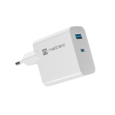 Incarcator retea Natec by Genesis RIBERA GAN, 1x USB-A, 1x USB-C, 65 W, Black
