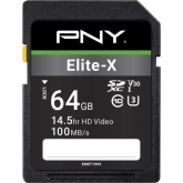 Memory Card SDXC PNY Elite-X 64GB, Class 10, UHS-I U3, V30