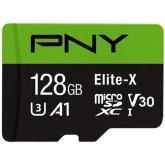 Memory Card microSDXC PNY Elite-X 128GB, Class 10, UHS-I U3, V30, A1 + Adaptor SD