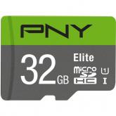 Memory Card microSDHC PNY Elite 32GB, Class 10, UHS-I U1 + Adaptor SD
