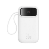 Baterie portabila Baseus Qpow2 Digital Display, 20000 mAh, 2 x USB-C, 1 x Lightning, 1 x USB-A, White