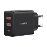 Incarctor retea Baseus Cube, 2 x USB-A, 1 x USB-C, 30 W, Black