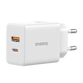Incarcator retea Baseus Cube, 1x USB-C, 1x USB-A, 20W, White
