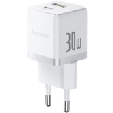 Incarcator retea Baseus Palm, 1 x USB-A, 1 x USB-C, 30 W, White