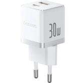 Incarcator retea Baseus Palm, Quick Charge 30W, 1 x USB-A, 1 x USB-C, White