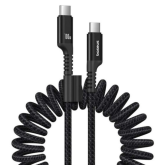 Cablu de date Baseus Fish Eye Spring, USB-C male - USB-C male, 1 m, Black