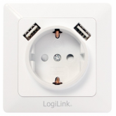 Priza Logilink PA0162, 1x Schuko, 2x USB-A, 2.1A, White