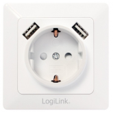 Priza Logilink PA0162, 1x Schuko, 2x USB-A, 2.1A, White