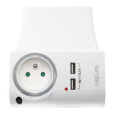 Priza Logilink PA0166, 1x priza, 2x USB-A, 2.1A, White