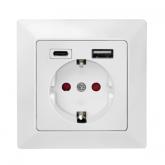 Priza Logilink PA0262, 1x Schuko, 1x USB-A, 1x USB-C, White