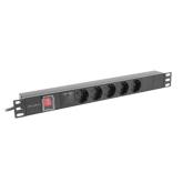 PDU Lanberg PDU-05F-0200-BK, 5 x Schuko, Black