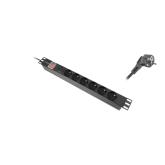 PDU Lanberg PDU-06F-0200-BK, 6 x Schuko, Black