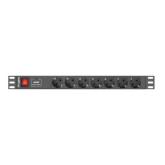 PDU Lanberg PDU-07F-0200-BK, 7x Schuko, Black