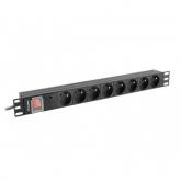 PDU Lanberg PDU-08E-0200-BK, 8x Schuko French, Black