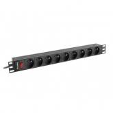 PDU Lanberg PDU-09E-0300-BK, 9x Schuko French, Black