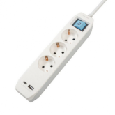 Prelungitor Spacer PP-3-45-TC-USB, 3x Schuko, 1x USB, 1x microUSB, White