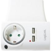 Priza Logilink PA0165, 1 priza Schuko, 2x USB, White