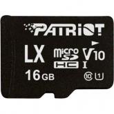 Memory Card microSDHC Patriot LX 16GB, Class 10, UHS-I U1, V10 + Adaptor SD