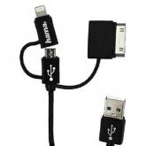 Cablu de date Hama R9014149, USB - microUSB/Apple 30pin/Lightning, 1m, Black