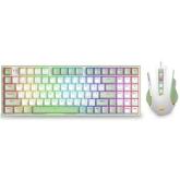 Kit Tastatura Redragon Ultimate Gaming Rig, USB, White-Green + Mouse Optic, USB, White-Green