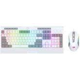 Kit Tastatura Redragon S151 Gaming Essentials, RGB LED, USB, White + Mouse Optic, RGB LED, USB, White