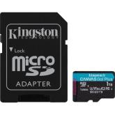 Memory Card microSDXC Kingston Canvas Go Plus 1 TB, Class 10, UHS-I U3, V30, A2 + Adaptor SD