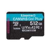 Memory Card microSDXC Kingston Canvas Go Plus SDCG4 512GB, Class 10, UHS-I U3, V30, A2