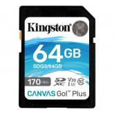 Memory Card SDXC Kingston Canvas Go Plus 64GB, Class 10, UHS-I U3, V30